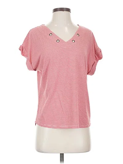 Pre-owned Lou & Grey Short Sleeve Top Pink Sweetheart Neckline Tops