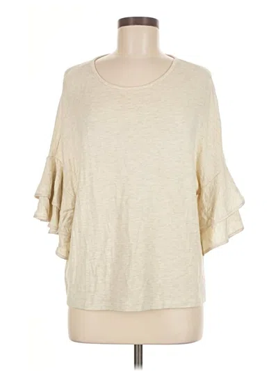 Pre-owned Lou & Grey Short Sleeve Top Tan Boatneck Tops