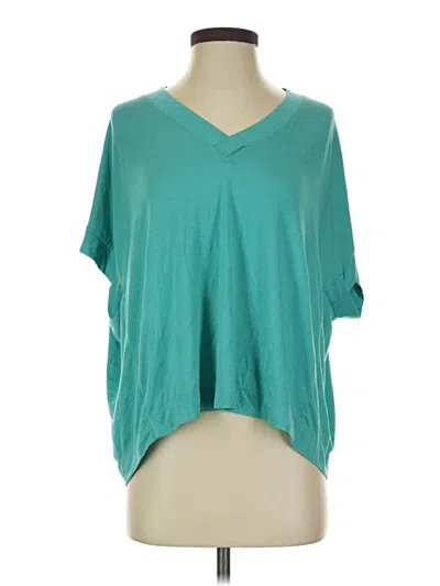Pre-owned Lou & Grey Short Sleeve Top Teal V-neck Tops
