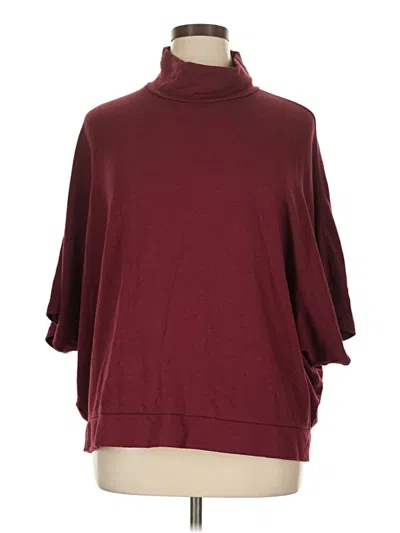 Pre-owned Lou & Grey Short Sleeve Turtleneck In Burgundy