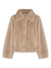 Lou Andrea Collared Faux Fur Coat In Neutral