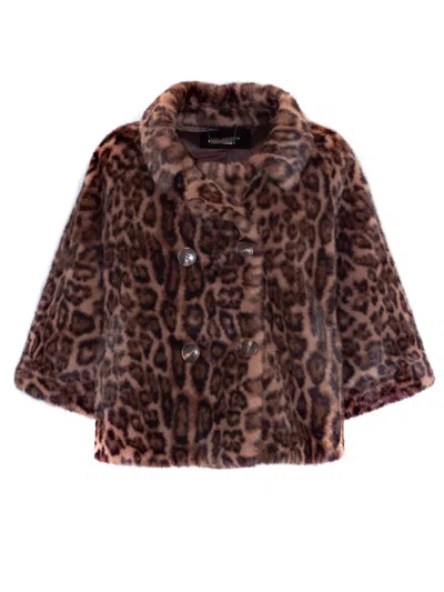 Lou Andrea Double-breasted Jacket In Animal Print