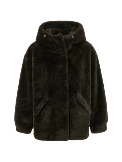 Lou Andrea Faux-fur Hooded Jacket In Green