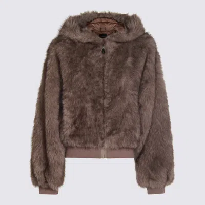 Lou Andrea Hooded Faux-fur Jacket In Pink