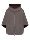 Lou Andrea Hooded Reversible Cape In Gray