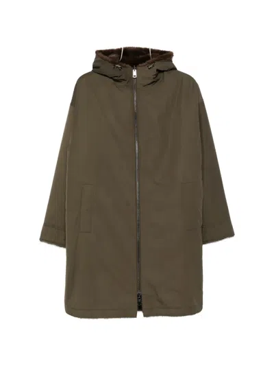 Lou Andrea Hooded Zip-fastening Coat In Brown