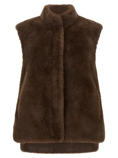 Lou Andrea Mink-effect Eco-fur Vest In Brown