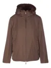 Lou Andrea Reversible Hooded Coat In Brown