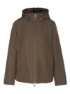 Lou Andrea Reversible Hooded Jacket In Brown