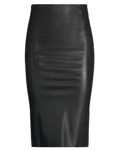 Lou Andrea Woman Midi Skirt Black Size 2 Lambskin