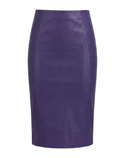 Lou Andrea Woman Midi Skirt Purple Size 2 Lambskin