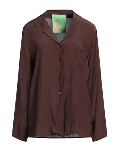 Lou Lou Belle Ville Paris Woman Shirt Dark Brown Size Xs/s Rayon