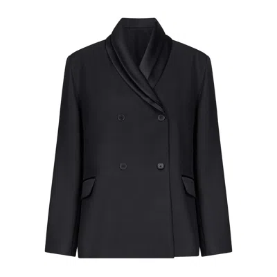 Lou Lou De Saison Jiha Double-breasted Shawl Collar Jacket In Black