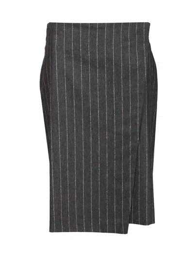 Lou Lou De Saison Mason Knee Length Wrap Skirt Skirts Grey In Multi