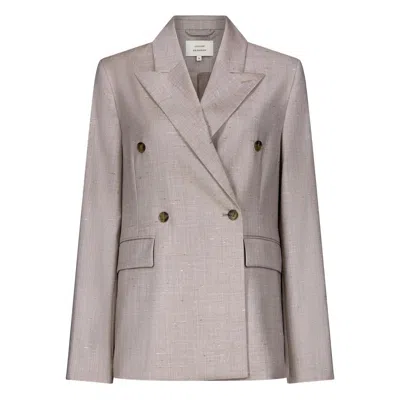 Lou Lou De Saison Norma Double-breasted Peak-lapel Blazer In Neutral