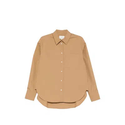 Lou Lou De Saison Pocket Curved Hem Shirt In Brown
