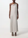 Loulou Studio Adela Midikleid Aus Seiden-twill Mit Asymmetrischer Schulterpartie In Silver