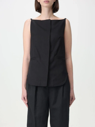 Loulou Studio Mihant Sleeveless Viscose Blend Top In Schwarz