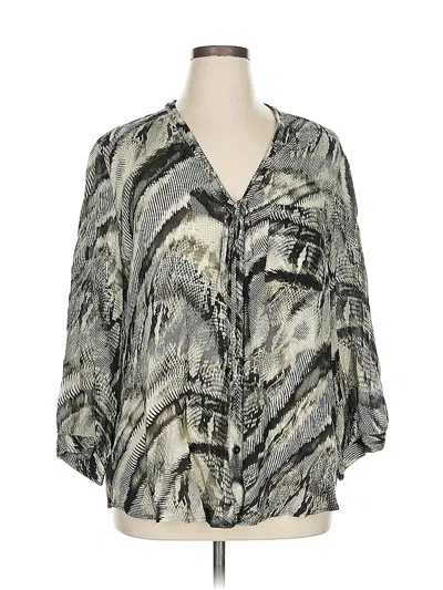 Pre-owned Louben 3/4 Sleeve Blouse In Gray