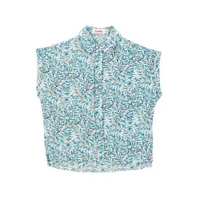 Louche Women's Abinaya Leaf Print Short Sleeved Shirt - Green