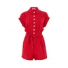 Louche Women's Addie Linen Mix Red Playsuit