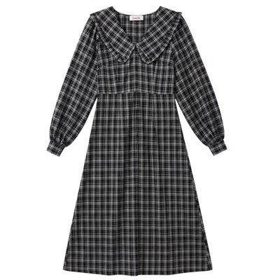 Louche Women's Alva Shadow Check Long Sleeve Midi Dress - Black & White