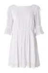 Louche Women's Amarine Self Dot White Square Back Sleeve Mini Dress In White