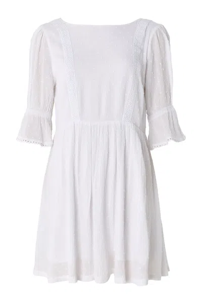 Louche Women's Amarine Self Dot White Square Back Sleeve Mini Dress