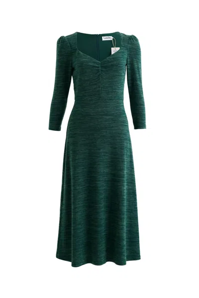 Louche Women's Ambrose Sustainable Marl Sweetheart Neck Midi Dress – Green
