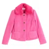 Louche Women's Apple Borg Faux Fur Collar Cropped Jacket – Pink In Multi