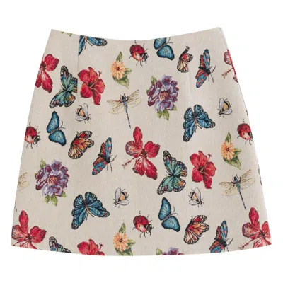 Louche Women's Aubin Flutter Jacquard A-line Mini Skirt - Cream In White