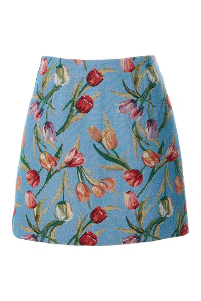 Louche Women's Aubin Tulip Jacquard A-line Mini Skirt - Blue