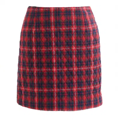 Louche Women's Aubin Winter Check Quilted Mini Skirt – Red