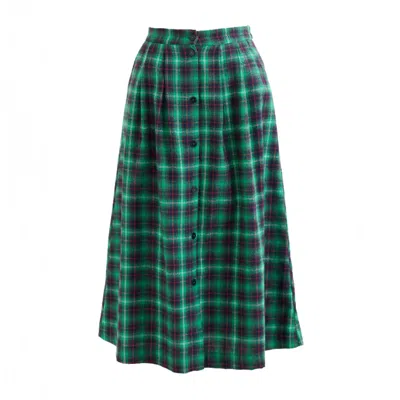 Louche Women's Bia Winter Check Button Through Skirt – Green