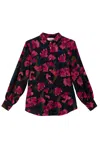 Louche Women's Black / Pink / Purple Byron Watermark Floral Print Shirt In Black/pink/purple