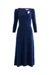 Louche Women's Blue Ambrose Sustainable Marl Sweetheart Neck Midi Dress – Navy In Blue