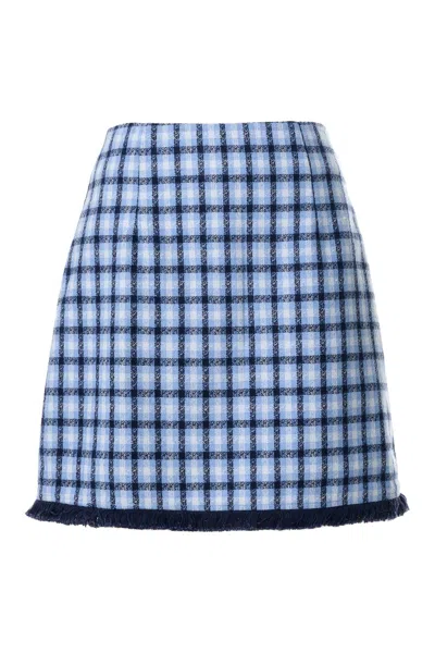 Louche Women's Blue Aubin Spring Tweed A-line Mini Skirt