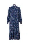 Louche Women's Blue Bricia Naïve Posy Print Tiered Midi Dress - Navy In Blue