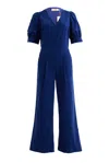 Louche Women's Blue Finlay Babycord V Neck Ric Rac Trim Jumpsuit - Navy In Blue