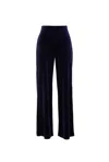 Louche Women's Blue Melvin Velvet Wide Leg Trousers - Navy In Blue