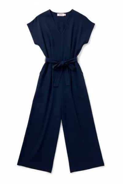 Louche Women's Blue Phoenix Linen Mix Jumpsuit - Navy