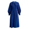 Louche Women's Blue Prudence Babycord Big Collar Ric Rac Trim Midi Dress - Navy In Blue