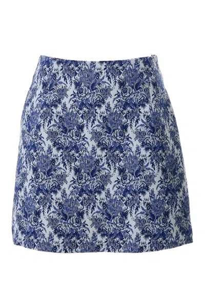 Louche Women's Blue / White Aubin Wedgewood Jacquard A-line Mini Skirt In Blue/white