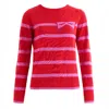 Louche Women's Bly Bow Intarsia Striped Jumper – Red In Red