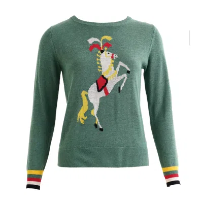 Louche Women's Bly Green Circus Pony Intarsia Jumper