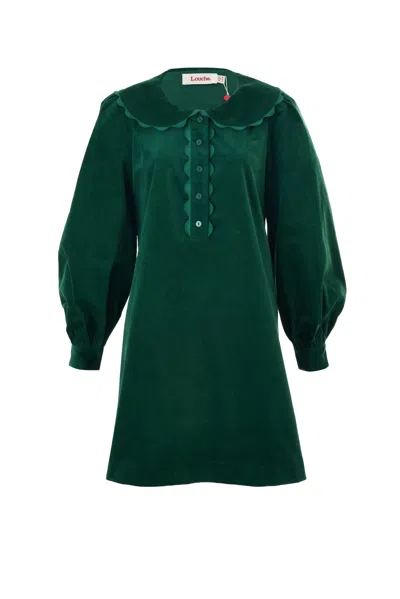 Louche Women's Bonny Baby Cord Long Sleeve Mini Dress - Dark Green