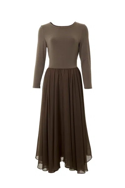 Louche Women's Brown Huxley Ballerina Style Maxi Dress - Mole