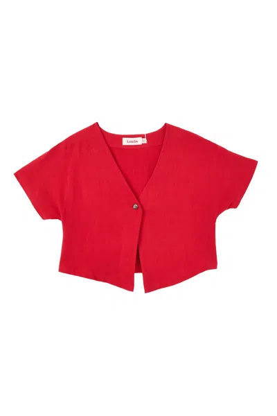 Louche Women's Cloe Linen Mix Extended Shoulder Waistcoat - Red