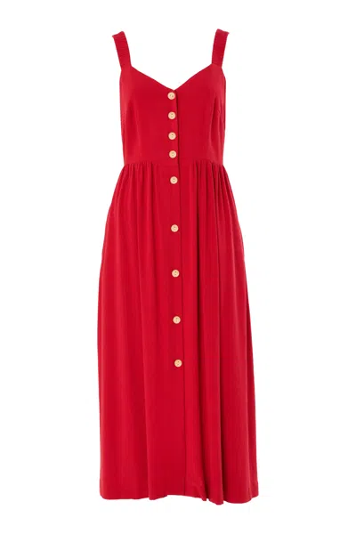 Louche Women's Clover Linen Mix Midi Sundress - Red