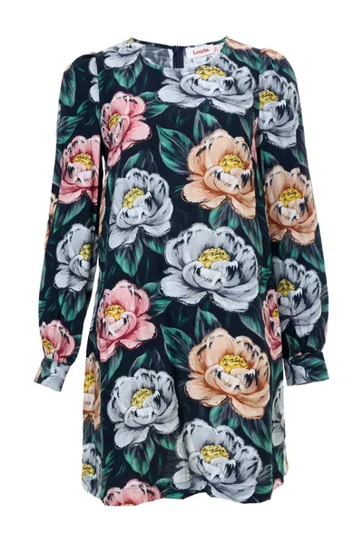 Louche Women's Didee Peonies Long Sleeve A-line Mini Dress - Black